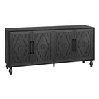 Meuble de Rangement avec Porte Sculptée Fleurie, Meuble d'Entrée avec Poignée Métallique, Buffet pour Salon