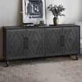 Meuble de Rangement avec Porte Sculptée Fleurie, Meuble d'Entrée avec Poignée Métallique, Buffet pour Salon