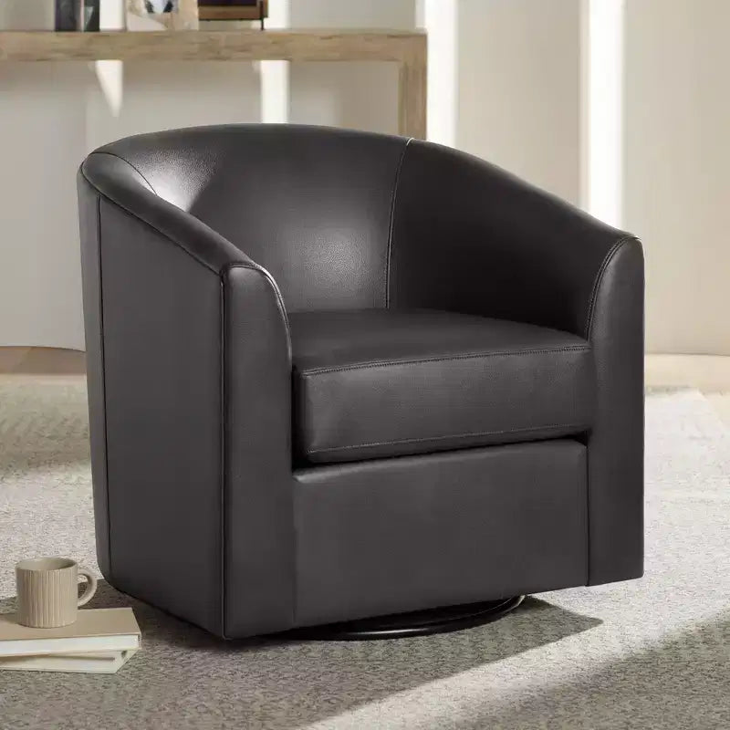 Fauteuil pivotant en similicuir gris foncé de 78 cm de large