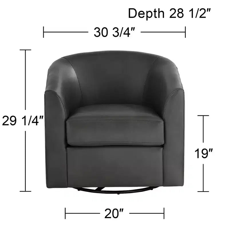 Fauteuil pivotant en similicuir gris foncé de 78 cm de large