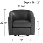 Fauteuil pivotant en similicuir gris foncé de 78 cm de large