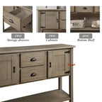 Console en bois massif de 122 cm avec 2 tiroirs et placards pour salon et salle à manger, rustique