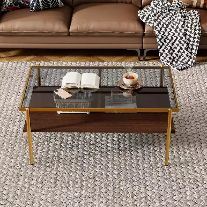 Table basse rectangulaire avec plateau et pieds en verre trempé gris, table de salon moderne