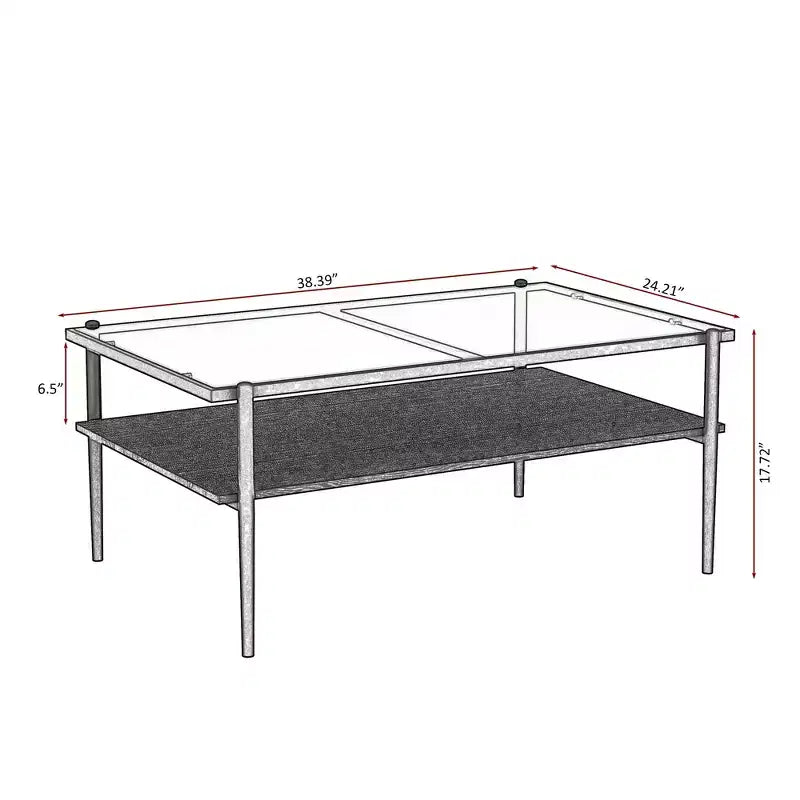 Table basse rectangulaire avec plateau et pieds en verre trempé gris, table de salon moderne