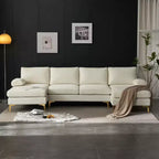 Karl Home |110 in. W Pillow Top Arm 3-Piece U-shaped Chenille Sectionals in Beige