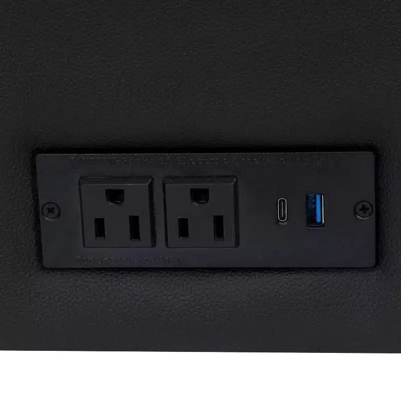 Canapé de réception rembourré avec 4 prises CA/2 ports USB/2 ports USB-C et pieds en bois de noyer avec patins réglables