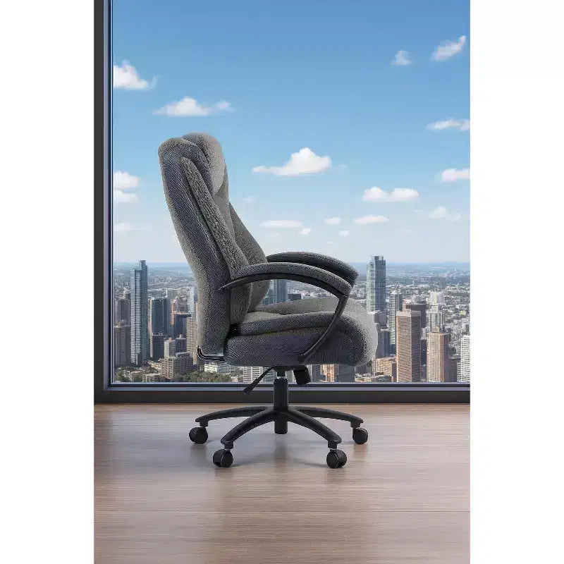 Fauteuil de bureau de direction avec surface en coton, dossier haut et roulettes, réglable en hauteur