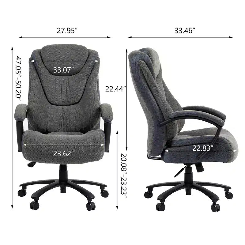 Fauteuil de bureau de direction avec surface en coton, dossier haut et roulettes, réglable en hauteur