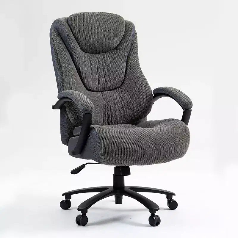 Fauteuil de bureau de direction avec surface en coton, dossier haut et roulettes, réglable en hauteur