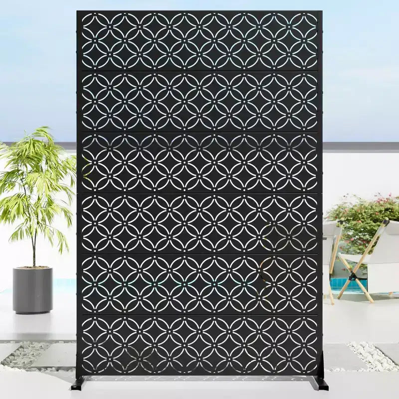 Écran d'intimité extérieur et intérieur en acier galvanisé, type pièce de monnaie en cuivre, pour balcon, lot de 6, noir