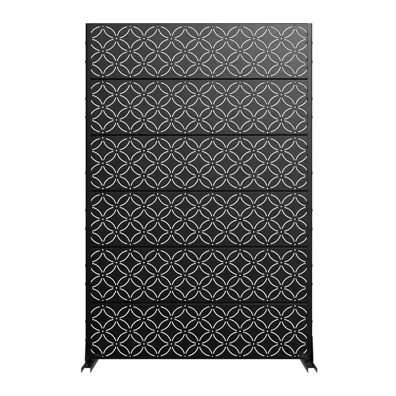 Écran d'intimité extérieur et intérieur en acier galvanisé, type pièce de monnaie en cuivre, pour balcon, lot de 6, noir