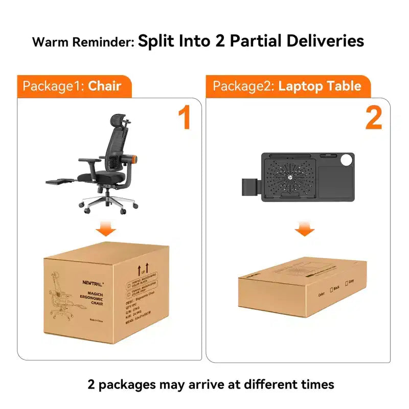 Chaise de bureau ergonomique avec repose-pieds et accoudoirs 4D, Grise