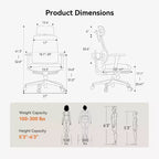 Chaise de bureau ergonomique avec repose-pieds et accoudoirs 4D, Grise