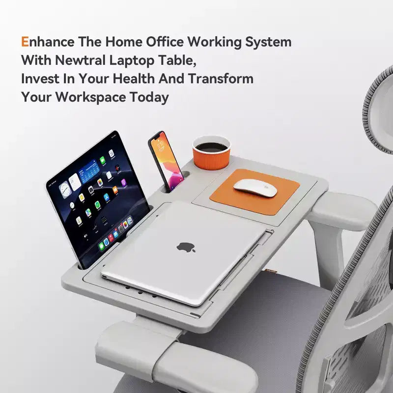Chaise de bureau ergonomique avec repose-pieds et accoudoirs 4D, Grise