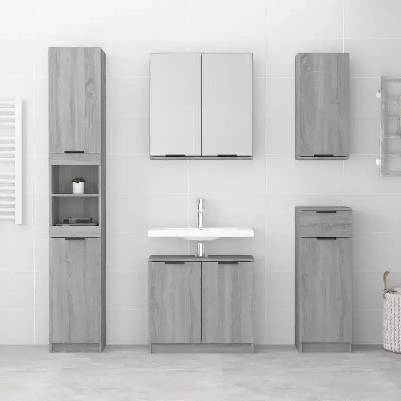 Meuble de salle de bain gris Sonoma en bois d'ingénierie 32x20x67 cm
