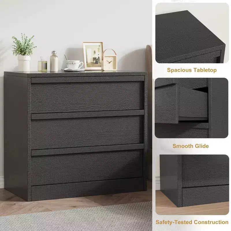 Commode 3/4 tiroirs pour chambre à coucher, table de chevet 3 tiroirs avec grand rangement, petite table d'appoint moderne pour entrée avec tiroirs de rangement