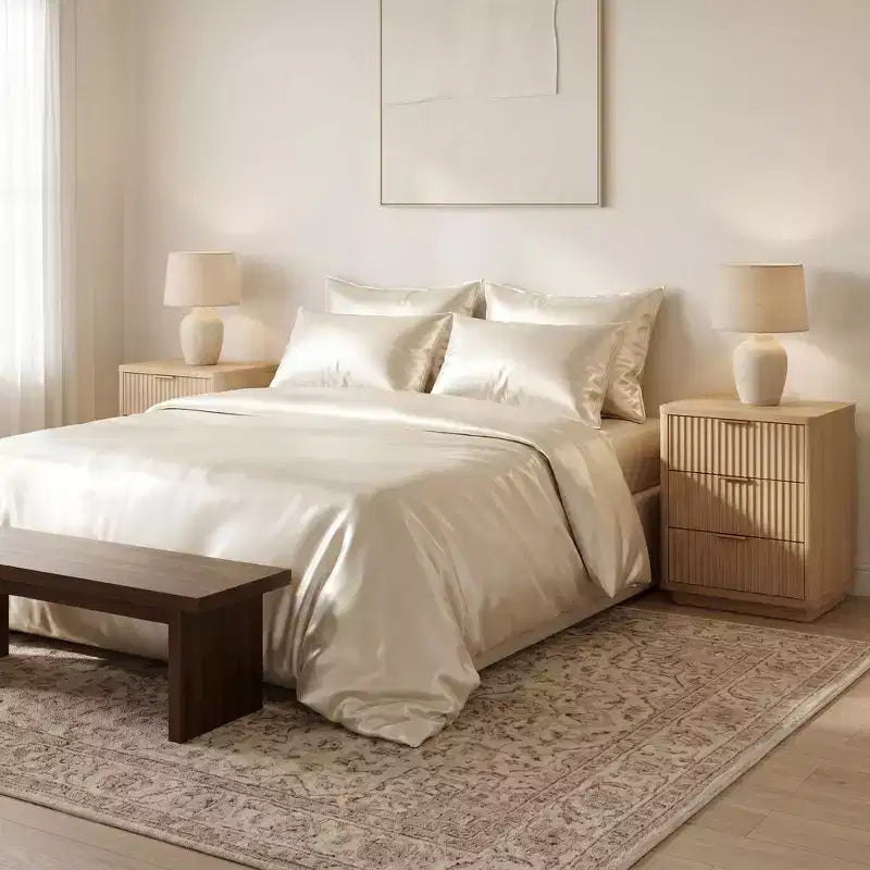 Table de chevet moderne avec station de charge, table de chevet en bois avec 3 tiroirs pour chambre à coucher, lot de 2