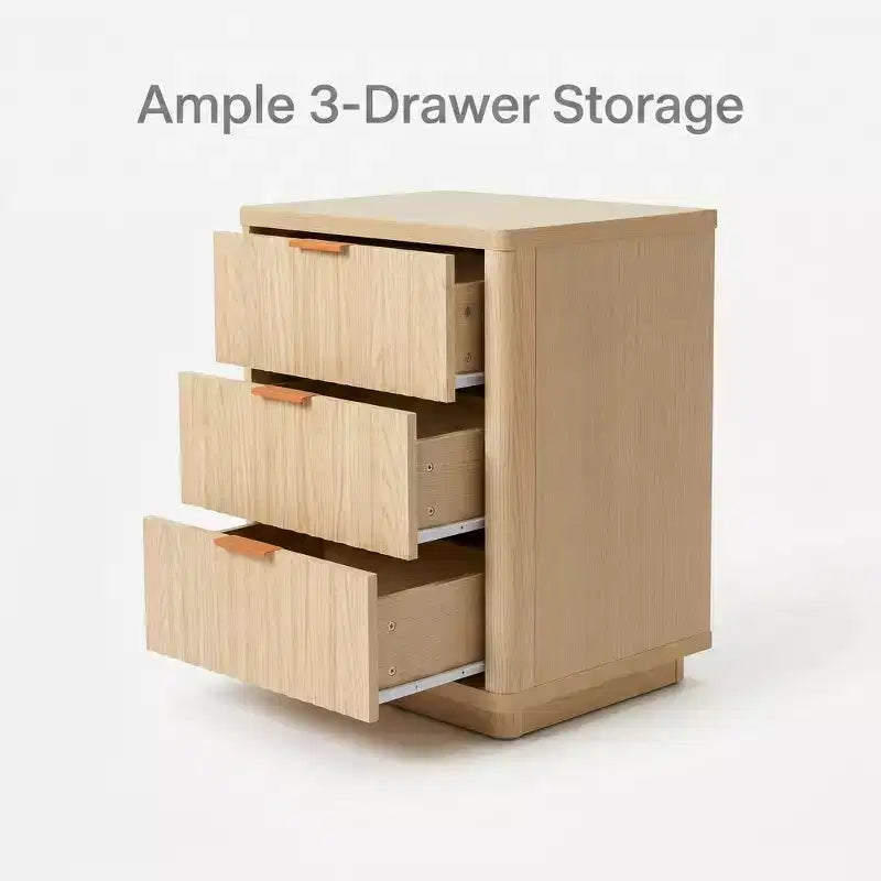 Table de chevet moderne avec station de charge, table de chevet en bois avec 3 tiroirs pour chambre à coucher, lot de 2