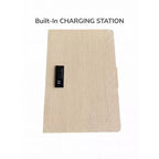 Table de chevet moderne avec station de charge, table de chevet en bois avec 3 tiroirs pour chambre à coucher, lot de 2