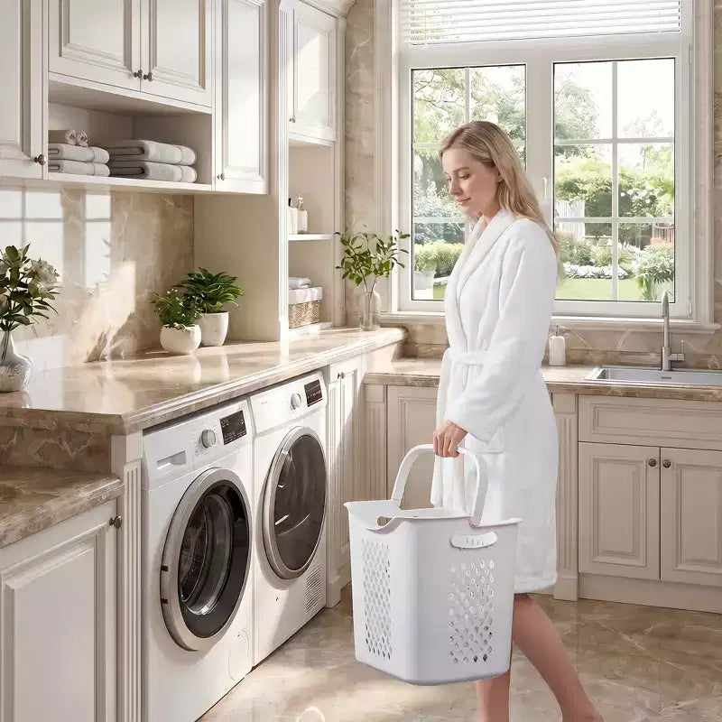 Trieur de linge roulant blanc à 4 niveaux avec paniers amovibles et roulettes, chariot de rangement pour salle de bain et buanderie