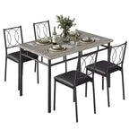Table de salle à manger de ferme pour 4 avec 4 chaises rembourrées, table de cuisine en bois robuste, meuble de salle à manger compact pour appartement