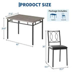 Table de salle à manger de ferme pour 4 avec 4 chaises rembourrées, table de cuisine en bois robuste, meuble de salle à manger compact pour appartement