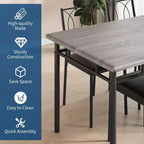 Table de salle à manger de ferme pour 4 avec 4 chaises rembourrées, table de cuisine en bois robuste, meuble de salle à manger compact pour appartement