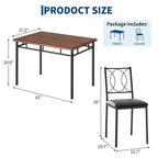 Table de salle à manger de ferme pour 4 avec 4 chaises rembourrées, table de cuisine en bois robuste, meuble de salle à manger compact pour appartement