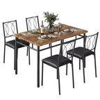 Table de salle à manger de ferme pour 4 avec 4 chaises rembourrées, table de cuisine en bois robuste, meuble de salle à manger compact pour appartement