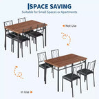 Table de salle à manger de ferme pour 4 avec 4 chaises rembourrées, table de cuisine en bois robuste, meuble de salle à manger compact pour appartement