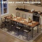 Table de salle à manger de ferme pour 4 avec 4 chaises rembourrées, table de cuisine en bois robuste, meuble de salle à manger compact pour appartement