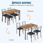 Table de salle à manger de ferme pour 4 avec 4 chaises rembourrées, table de cuisine en bois robuste, meuble de salle à manger compact pour appartement