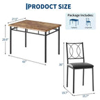 Table de salle à manger de ferme pour 4 avec 4 chaises rembourrées, table de cuisine en bois robuste, meuble de salle à manger compact pour appartement
