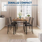 Table de salle à manger de ferme pour 4 avec 4 chaises rembourrées, table de cuisine en bois robuste, meuble de salle à manger compact pour appartement