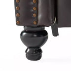 Fauteuil inclinable en similicuir avec dossier à pression, marron - Dossier élégant à oreilles, cadre en bois dur