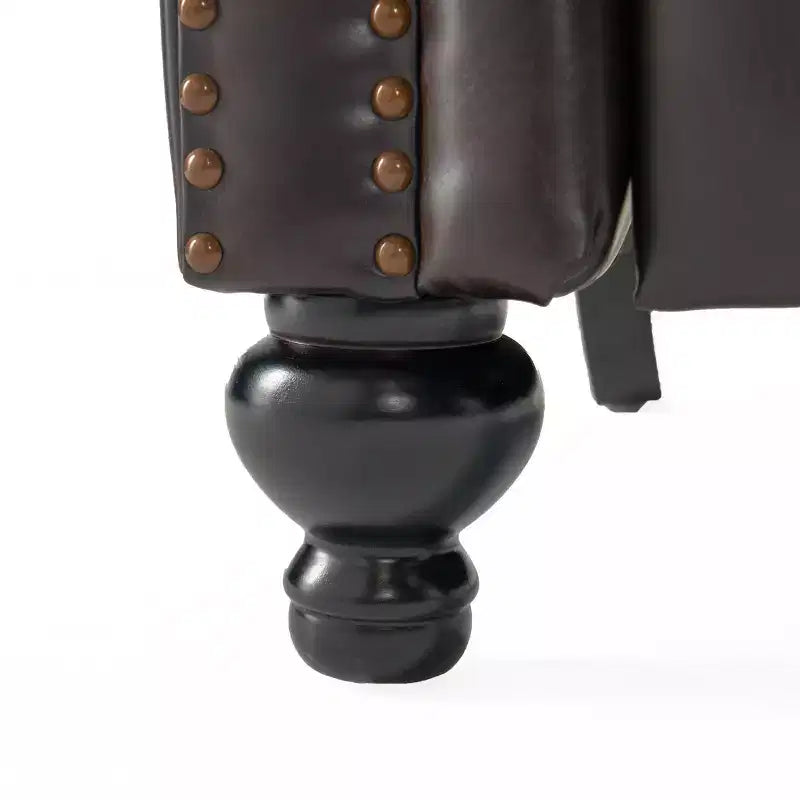 Fauteuil inclinable en similicuir avec dossier à pression, marron - Dossier élégant à oreilles, cadre en bois dur