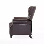 Fauteuil inclinable en similicuir avec dossier à pression, marron - Dossier élégant à oreilles, cadre en bois dur