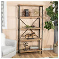 68,5" Bibliothèque Industrielle 5 Étagères Antique : Métal & Bois, Capacité 113 kg