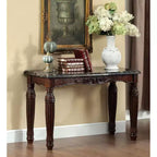 Console de salon marbre synthétique traditionnel marron – Meuble d'entrée élégant, finition expresso