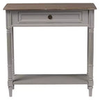 Console de style provincial français avec 1 tiroir - Blanc/Marron clair - Meuble d'entrée élégant, Design étroit