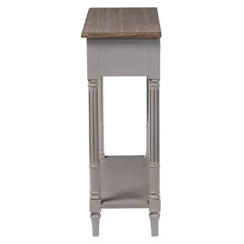 Console de style provincial français avec 1 tiroir - Blanc/Marron clair - Meuble d'entrée élégant, Design étroit