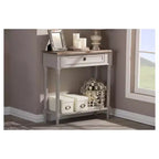 Console de style provincial français avec 1 tiroir - Blanc/Marron clair - Meuble d'entrée élégant, Design étroit