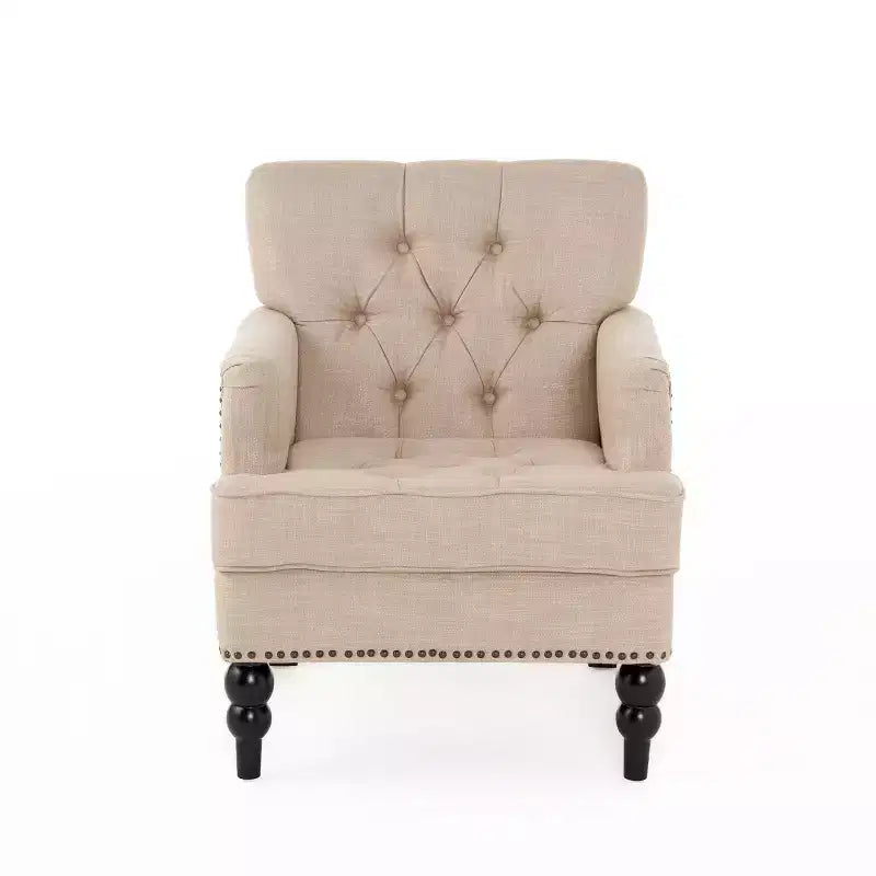 Fauteuil Club avec dossier capitonné et clous décoratifs