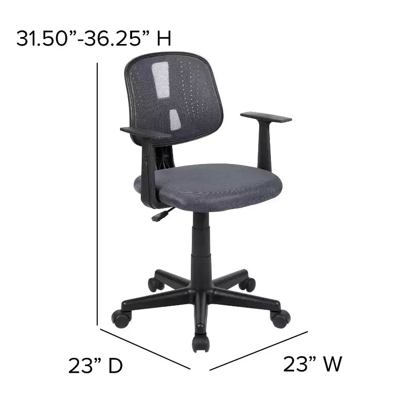 Chaise de bureau ergonomique pivotante en maille filet mi-dossier avec dossier et accoudoirs réglables