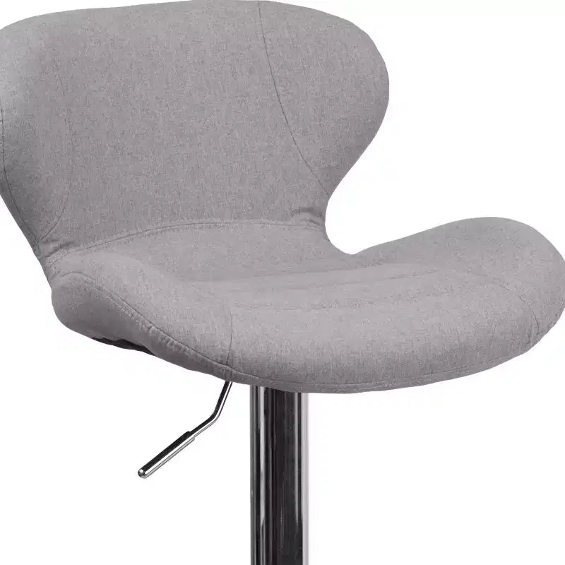 Tabouret de bar contemporain réglable en hauteur avec dossier incurvé et base chromée