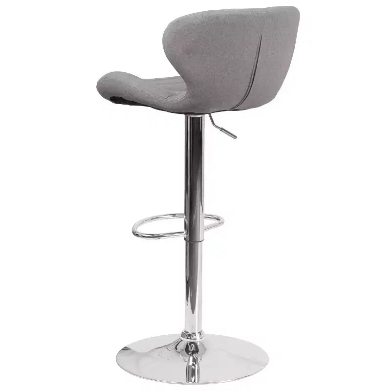 Tabouret de bar contemporain réglable en hauteur avec dossier incurvé et base chromée