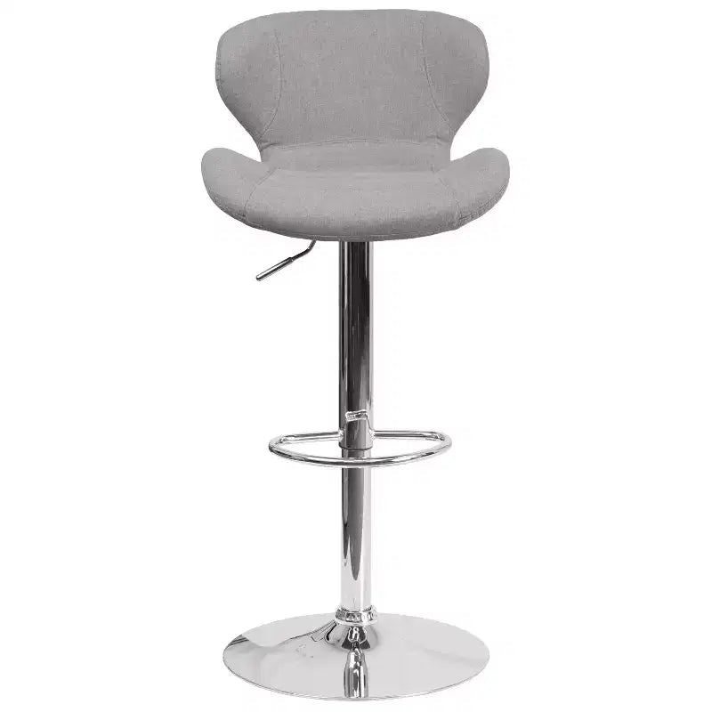 Tabouret de bar contemporain réglable en hauteur avec dossier incurvé et base chromée