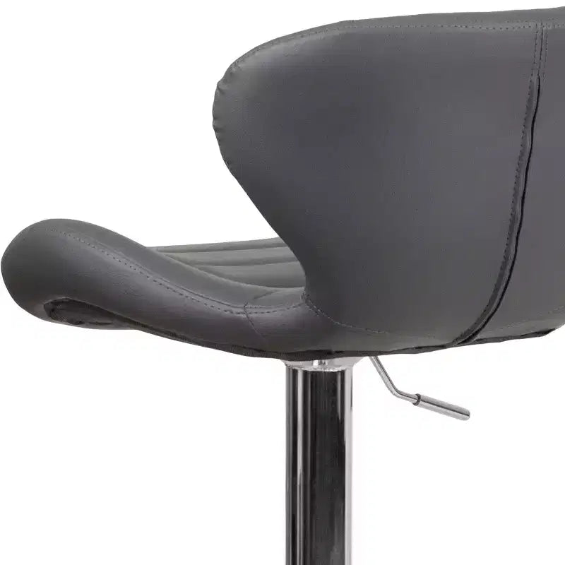 Tabouret de bar contemporain réglable en hauteur avec dossier incurvé et base chromée