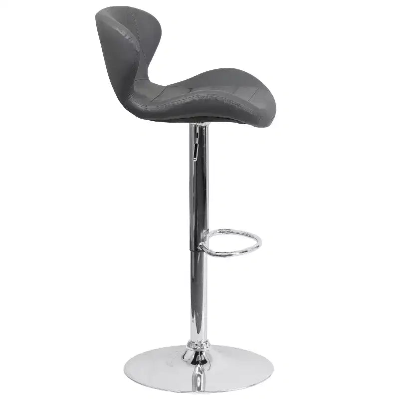 Tabouret de bar contemporain réglable en hauteur avec dossier incurvé et base chromée