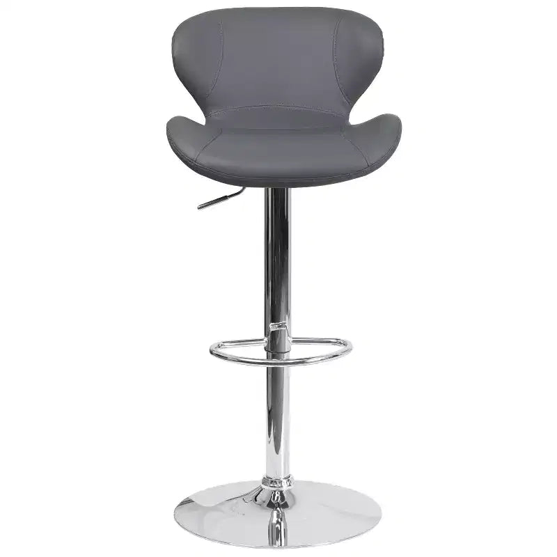 Tabouret de bar contemporain réglable en hauteur avec dossier incurvé et base chromée